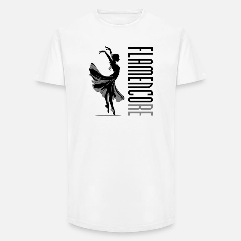 Flamencore Schwarz - Long Fit Männer T-Shirt - Weiß