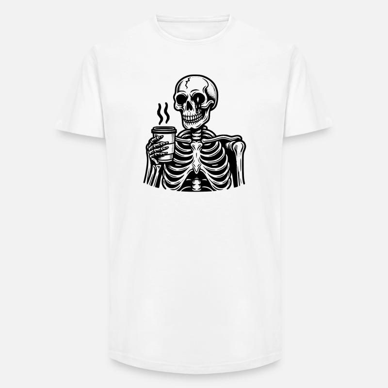 Dead Inside but Caffeinated - Long Fit Men's T-Shirt - white