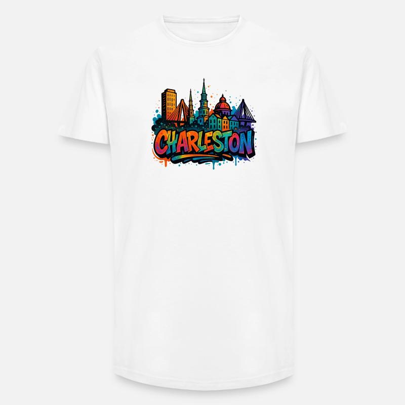 Charleston Skyline Graffiti - Long Fit Männer T-Shirt - Weiß