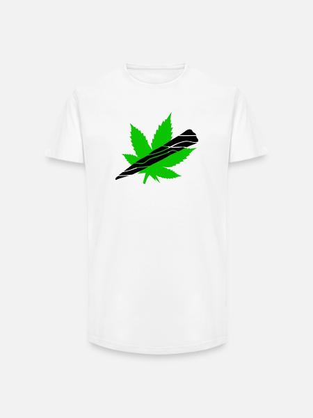 Neon Cannabis Leaf Graphic - Long Fit Men's T-Shirt - white