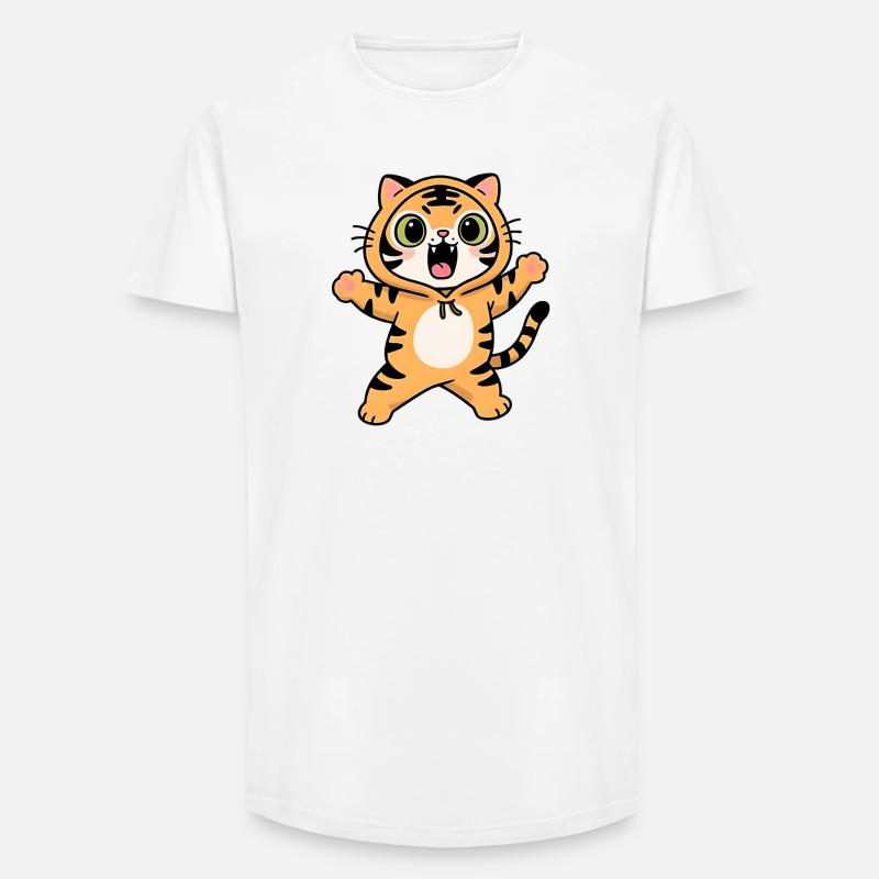 Roaring Tiger Kawaii Kinder Kapuzenpullover - Long Fit Männer T-Shirt - Weiß