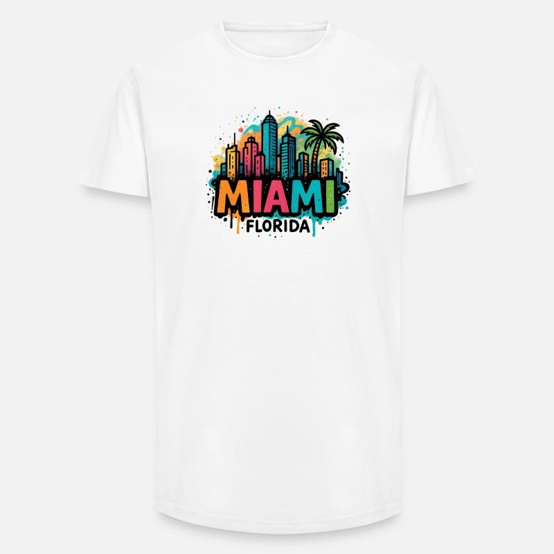 Miami Skyline Graffiti - Long Fit Männer T-Shirt - Weiß