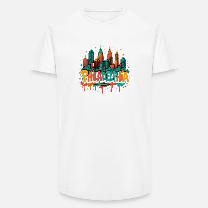 Philly Graffiti Skyline - Long Fit Men's T-Shirt - white