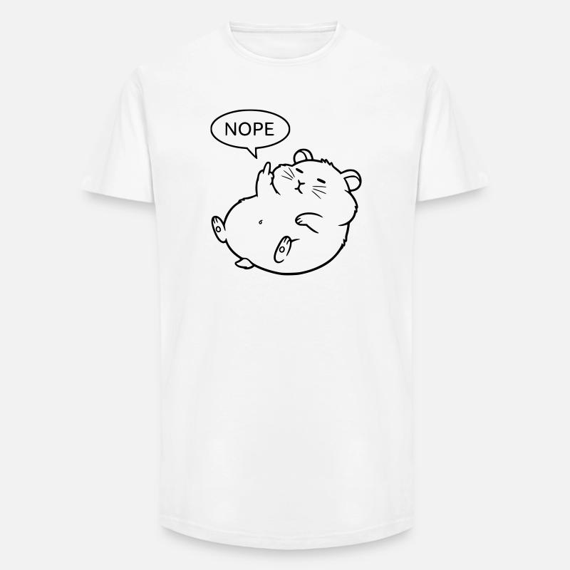 Nope Hamster | Lustiges Mittelfinger Statement - Long Fit Männer T-Shirt - Weiß