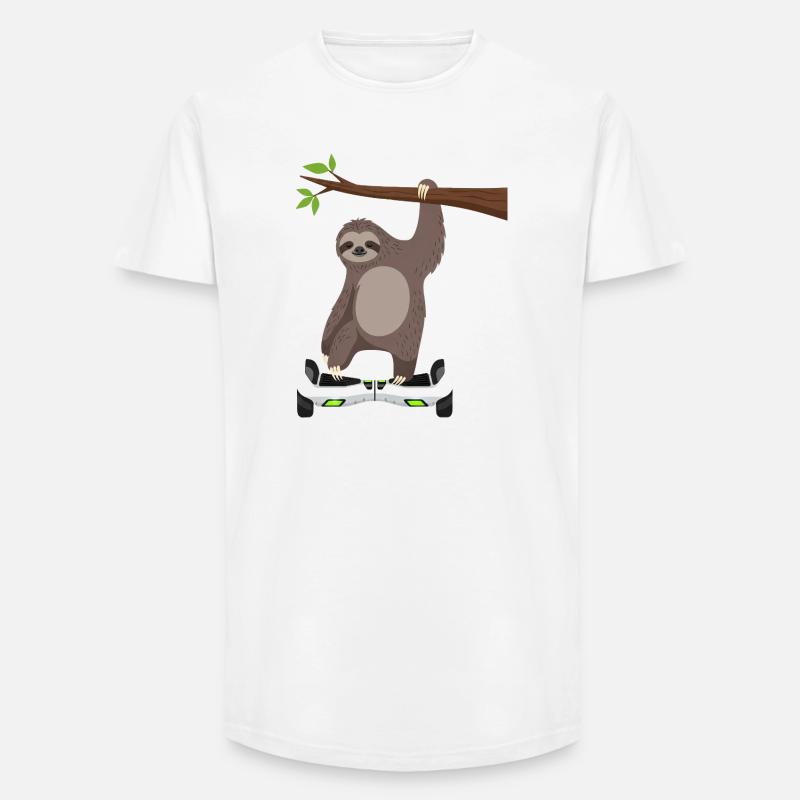 Faultier chillen Hoverboard Cartoon Technik Gleich - Long Fit Männer T-Shirt - Weiß