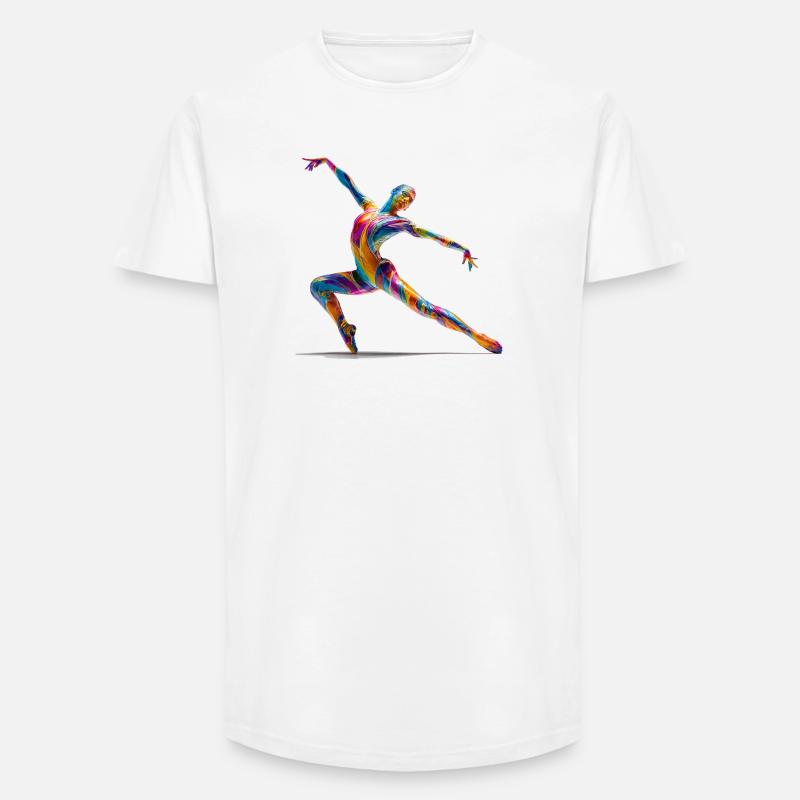 Farbexplosion Tänzer im Flow - Long Fit Männer T-Shirt - Weiß