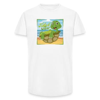 Allez-y doucement – Chill Turtle - T-shirt coupe longue homme - blanc - Devant - AI Model Male 185 light (185cm)