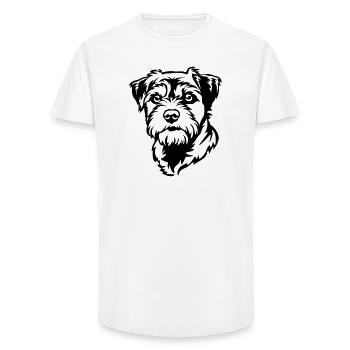 Tête de terrier de la frontière - T-shirt coupe longue homme - blanc - Devant - AI Model Male 185 light (185cm)