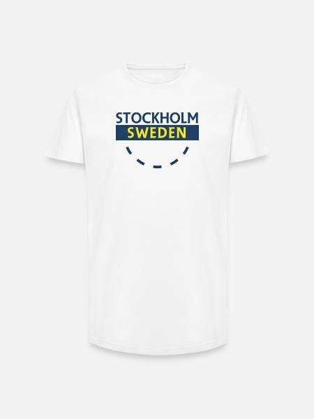 Stockholm Sweden Bold Text - Long Fit Men's T-Shirt - white