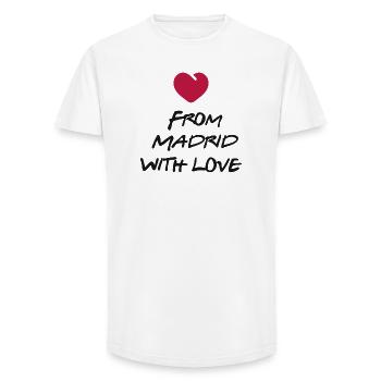 De Madrid avec amour - T-shirt coupe longue homme - blanc - Devant - AI Model Male 185 light (185cm)