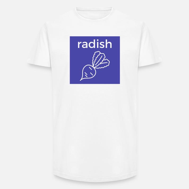 Radieschen Linienstil auf Blau - Long Fit Männer T-Shirt - Weiß