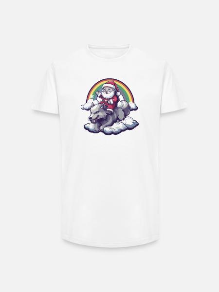 Wolf Weihnachtsmann Weihnachten - Long Fit Männer T-Shirt - Weiß