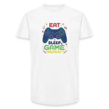 Eat Sleep Game Repeat Neon Controller - Long Fit Men's T-Shirt - white - Front - AI Model Male 185 light (185cm)