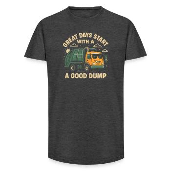 Great days start with a good garbage truck - Long Fit Men's T-Shirt - charcoal grey - Front - AI Model Male 185 light (185cm)