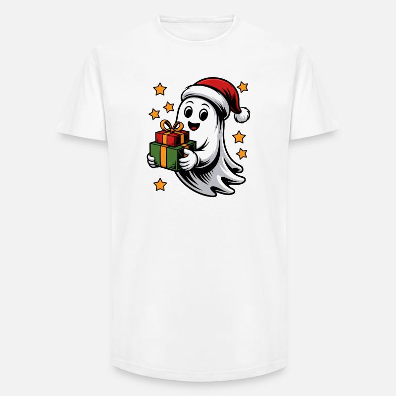 Geist mit Weihnachtsgeschenken - Long Fit Männer T-Shirt - Weiß