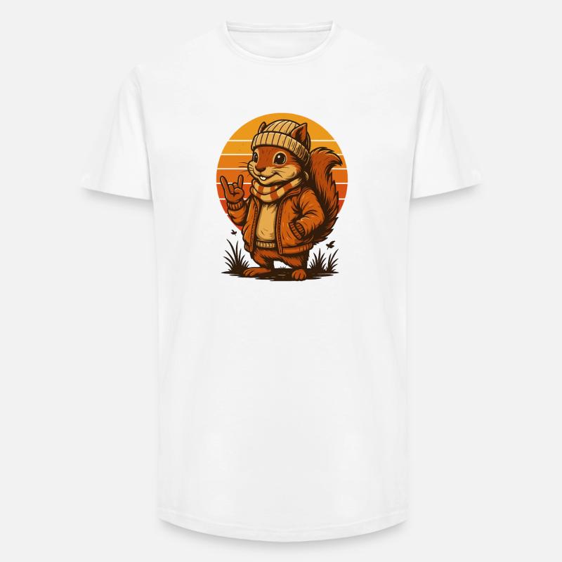 Cooles Eichhörnchen im Retro-Look - Long Fit Männer T-Shirt - Weiß