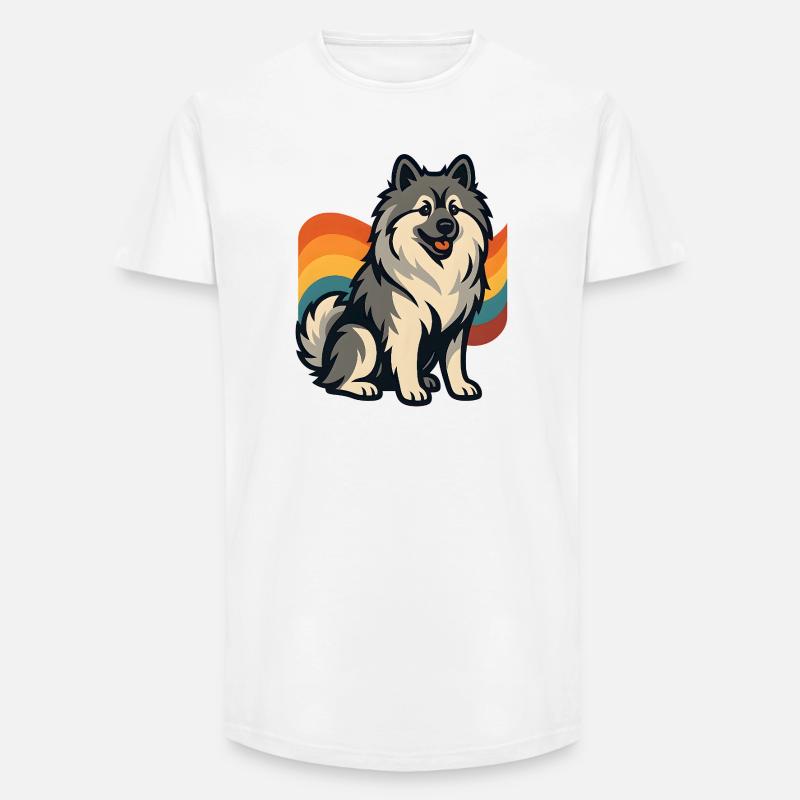 Deutscher Spitz Hund im Regenbogen Hintergrund - Long Fit Männer T-Shirt - Weiß