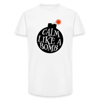 Calm Like Bomb Paradox Irony Humor Explosive Joke - Long Fit Men's T-Shirt - white - Front - AI Model Male 185 light (185cm)