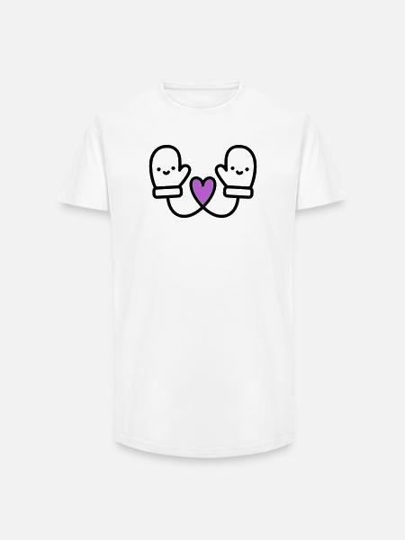 Cute Gloves with Heart | Winter Love - Long Fit Men's T-Shirt - white