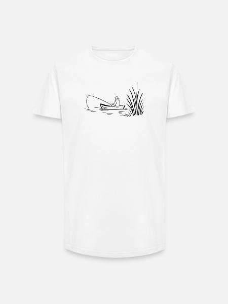 Angler im Boot am See - Long Fit Männer T-Shirt - Weiß