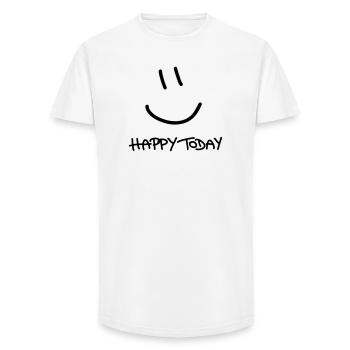Happy Today - Long Fit Männer T-Shirt - Weiß - Vorne - AI Model Male 185 light (185cm)