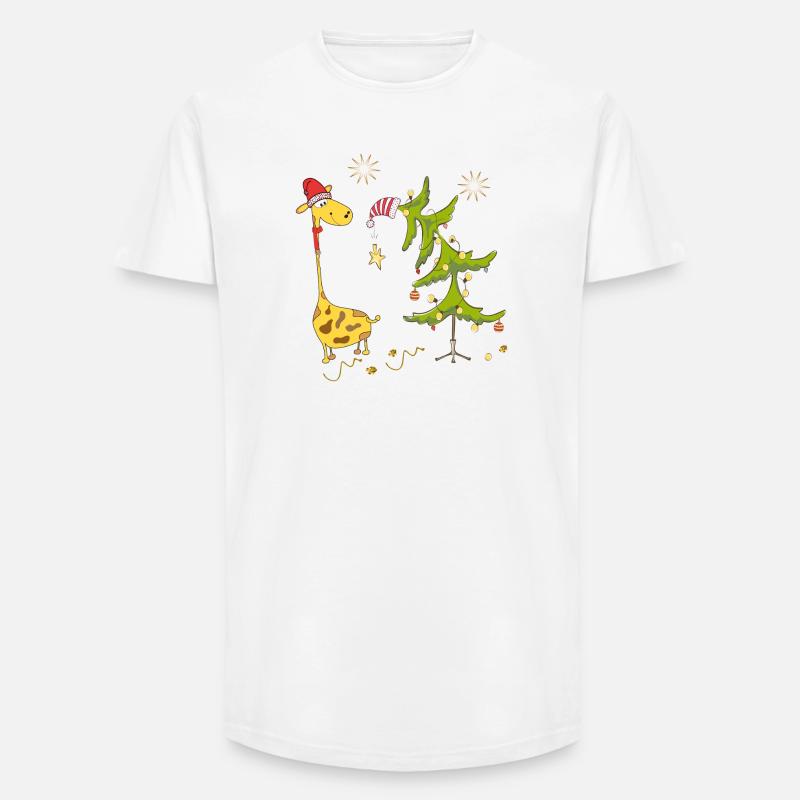 Giraffe mit Weihnachtsbaum - Long Fit Männer T-Shirt - Weiß