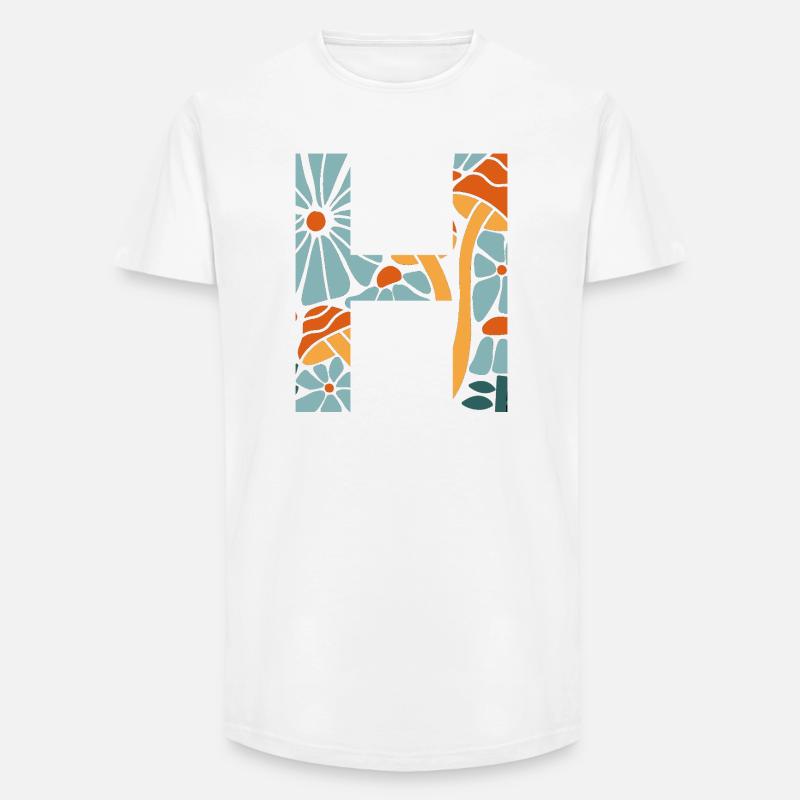 Buchstabe h groovige Blumen Geschenkidee - Long Fit Männer T-Shirt - Weiß