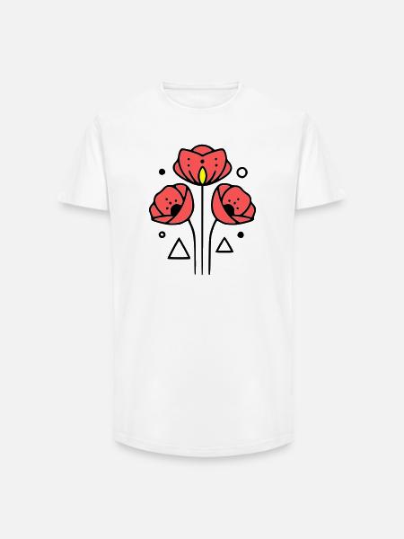 Poppy-Poppies-Minimalist-Line-Art-2 - Long Fit Men's T-Shirt - white