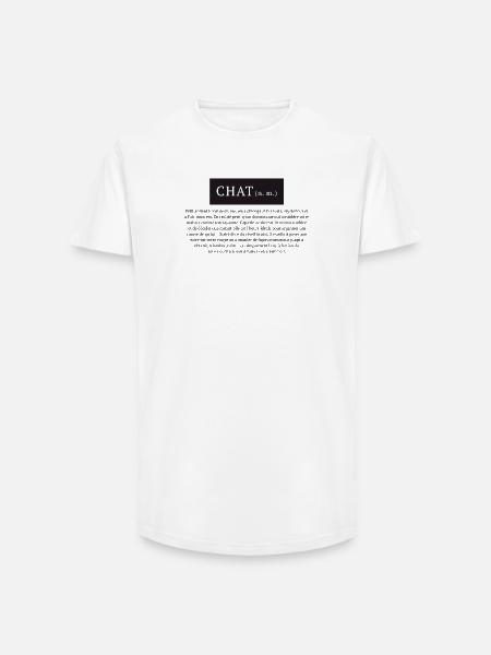 Chat n.m. définition du mot chat - T-shirt coupe longue homme - blanc
