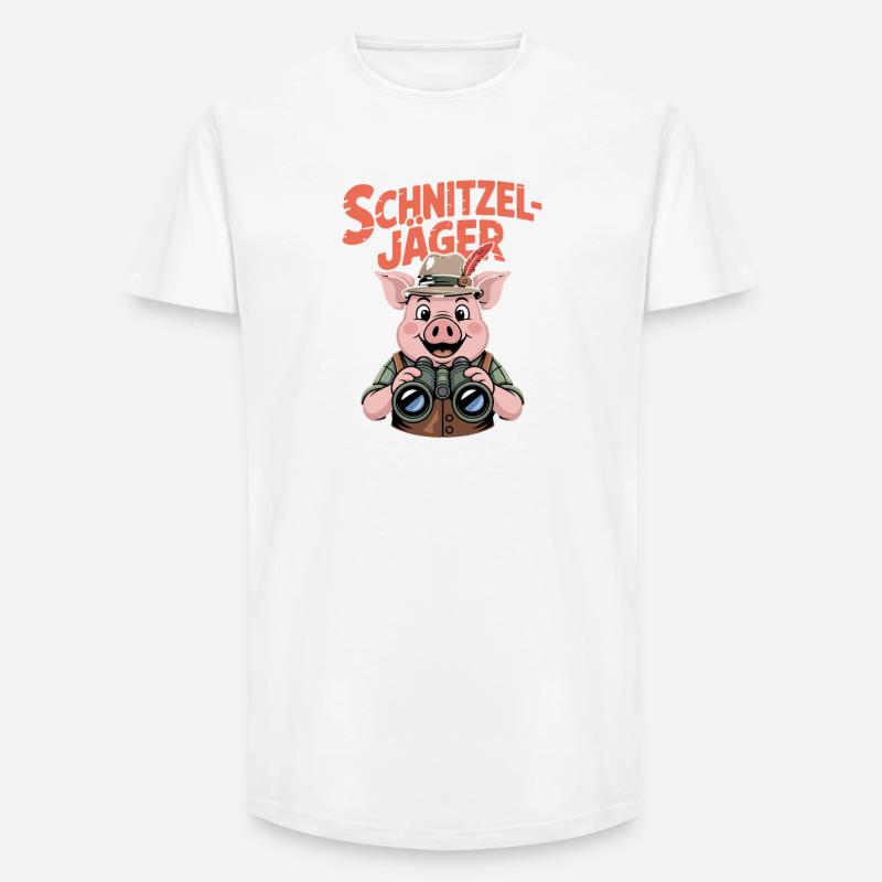 Schnitzeljäger Schwein Schnitzel Koch Essen - Long Fit Männer T-Shirt - Weiß