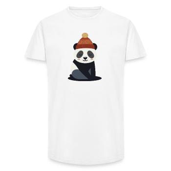 Niedlicher Panda mit Wintermütze – Wintermotiv - Long Fit Männer T-Shirt - Weiß - Vorne - AI Model Male 185 light (185cm)