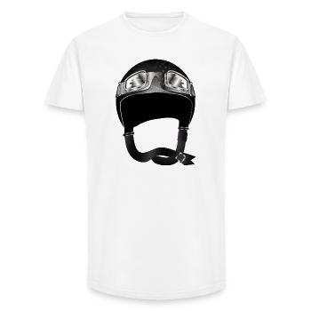 Retro Motorcycle Helmet with Goggles in Black - Long Fit Men's T-Shirt - white - Front - AI Model Male 185 light (185cm)