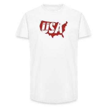 Carte des États-Unis avec des monogrammes de lettres et des étoiles - T-shirt coupe longue homme - blanc - Devant - AI Model Male 185 light (185cm)