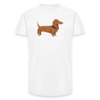 Origami Teckel Noble Brown - T-shirt coupe longue homme - blanc - Devant - AI Model Male 185 light (185cm)