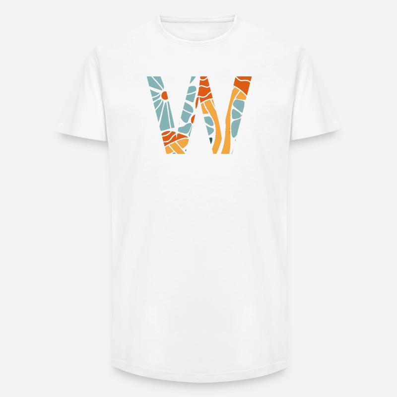 Buchstabe w groovy Blumen Geschenkidee - Long Fit Männer T-Shirt - Weiß