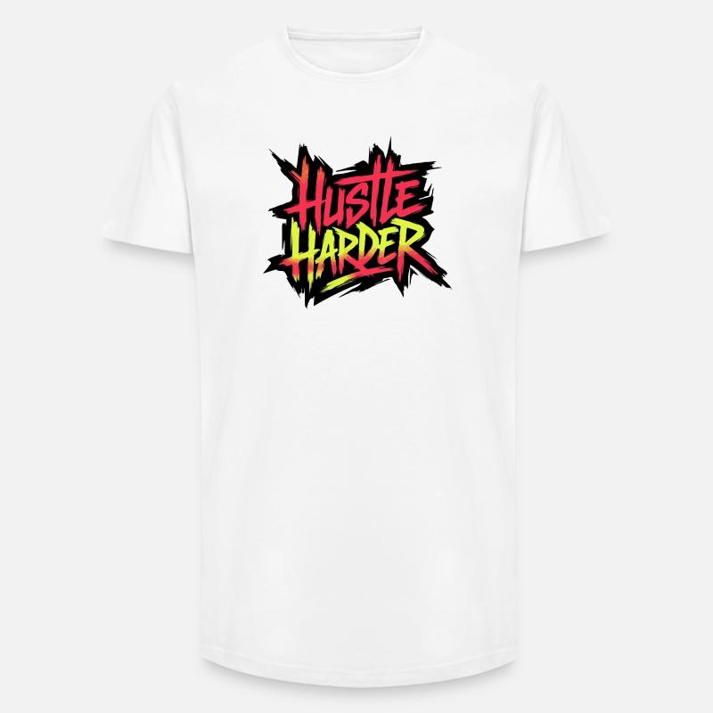 Hustle Harder Neon-Graffiti - Long Fit Männer T-Shirt - Weiß