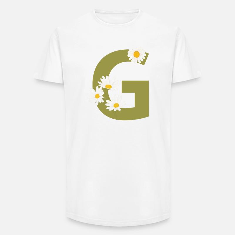 Buchstabe g grüne Gänseblümchen - Long Fit Männer T-Shirt - Weiß