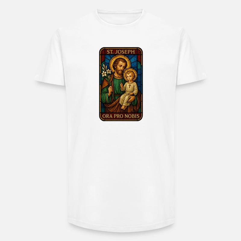St Josef Ikon: Vater mit Kind - Long Fit Männer T-Shirt - Weiß