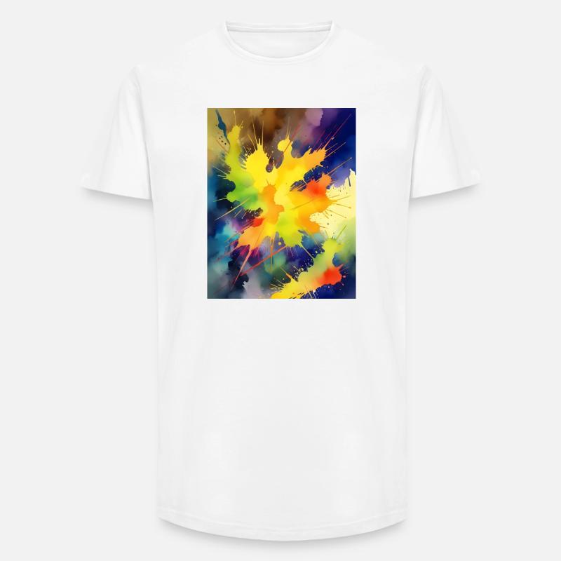 Farbexplosion Abstrakt Spritzer - Long Fit Männer T-Shirt - Weiß