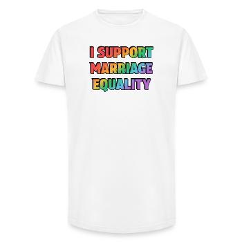 Je soutiens l’égalité du mariage - T-shirt coupe longue homme - blanc - Devant - AI Model Male 185 light (185cm)