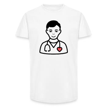 Friendly Doctor | Medicine with a heart - Long Fit Men's T-Shirt - white - Front - AI Model Male 185 light (185cm)