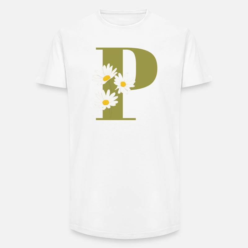 Grüne Gänseblümchen Buchstabe p - Long Fit Männer T-Shirt - Weiß