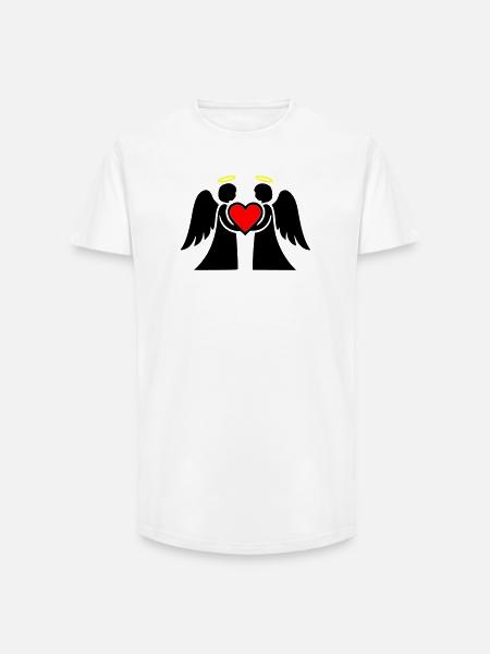 Engel Paar mit Herz Piktogramm - Long Fit Männer T-Shirt - Weiß