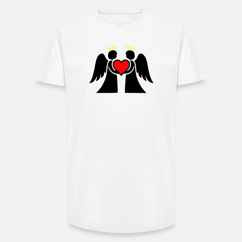 Engel Paar mit Herz Piktogramm - Long Fit Männer T-Shirt - Weiß