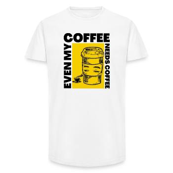 Même mon café a besoin de café Design amusant - T-shirt coupe longue homme - blanc - Devant - AI Model Male 185 light (185cm)
