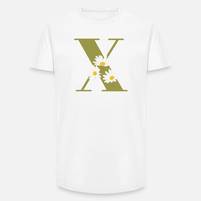 Buchstabe x Grüne Gänseblümchen - Long Fit Männer T-Shirt - Weiß