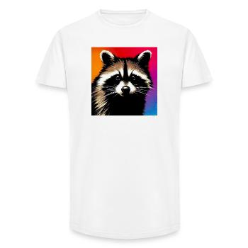 Raton laveur - T-shirt coupe longue homme - blanc - Devant - AI Model Male 185 light (185cm)