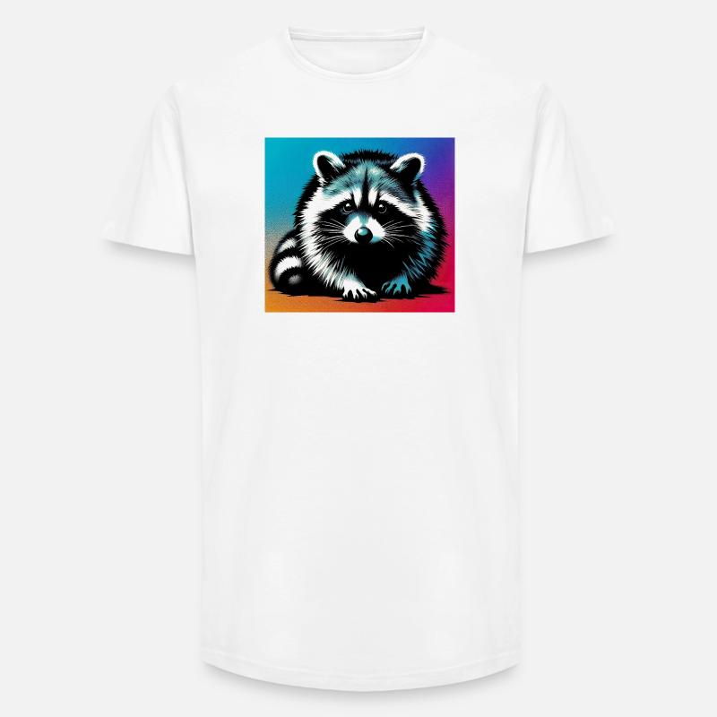 Waschbär - Long Fit Männer T-Shirt - Weiß