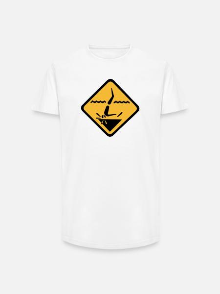 Graphique de signe de plongée - T-shirt coupe longue homme - blanc