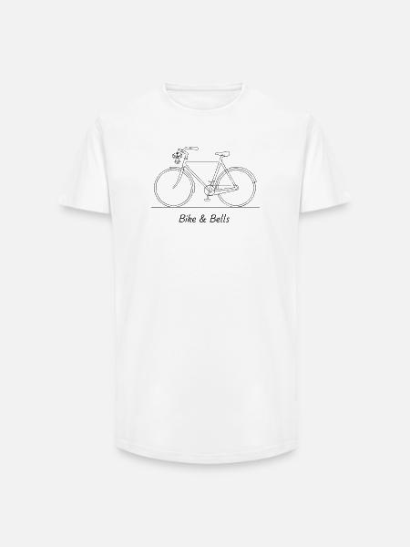 Bike and Bells Line Art - Long Fit Men's T-Shirt - white
